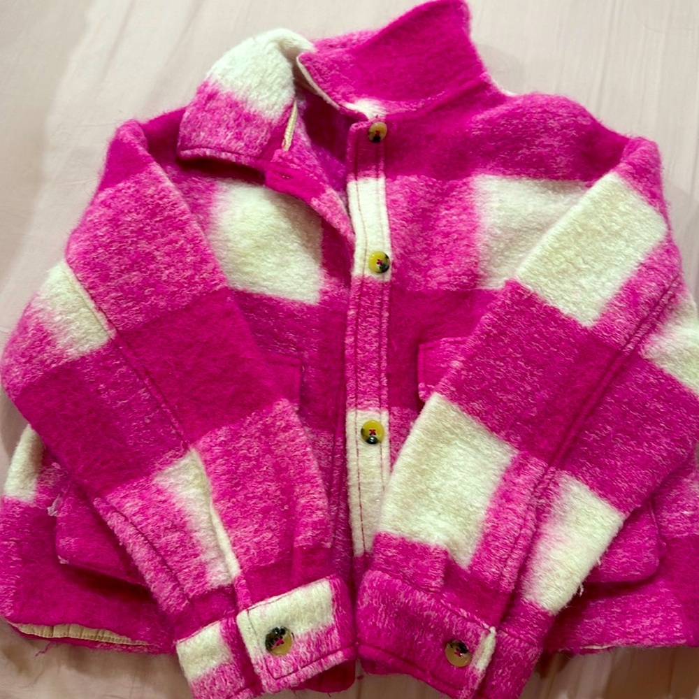 Pink ZARA coat.